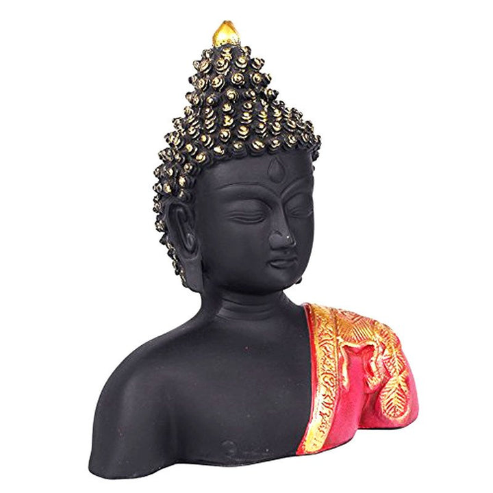 Handcrafted Ployresin Lord Buddha Black Colour Statue Upto Shoulder Showpiece Home Decor/Office Decor/Spiritual Gift - Karigaari India Aesthetic Home Decor