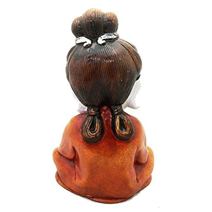 Handcrafted Ployresin Lord Buddha Sitting Statue Showpiece Home Decor/Office Decor/Spiritual Gift, Orange - Karigaari India Aesthetic Home Decor