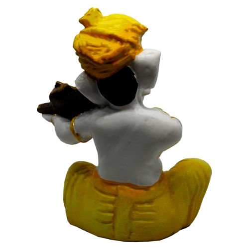Small Lord Ganesha Idol Playing Instruments Best & Unique Design Yellow for Home Decor - Karigaari India Aesthetic Home Decor