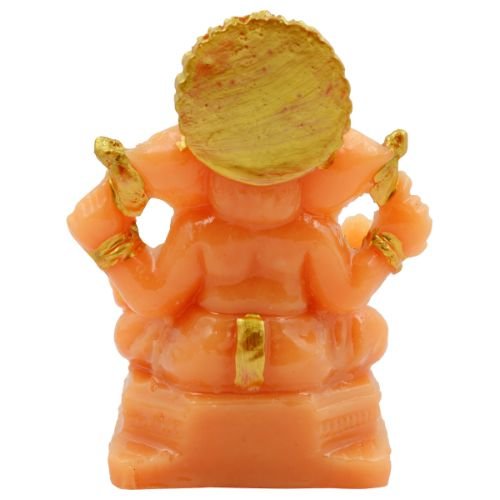 Lord Ganesha Wearing ornaments And Sitting Orange Colour Idol for Home Decor - Karigaari India Aesthetic Home Decor