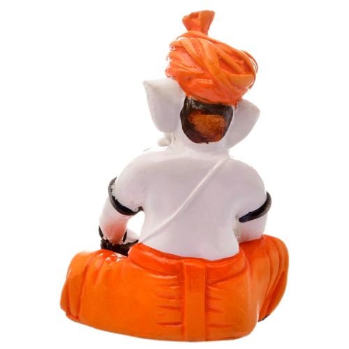 Unique Design Lord Ganesha Playing Instruments Idol Orange Best Item for Home Decor - Karigaari India Aesthetic Home Decor