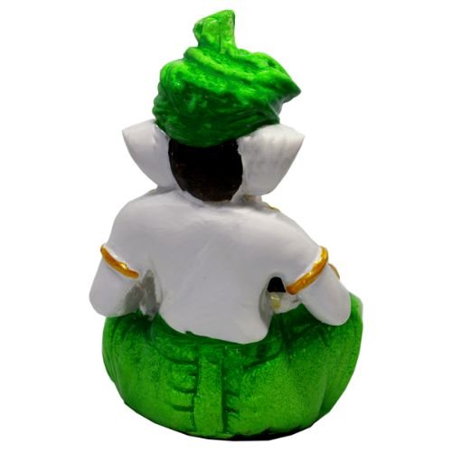 Lord Ganesha Idol Playing Dhol Best & Unique Design Green for Home Decor - Karigaari India Aesthetic Home Decor