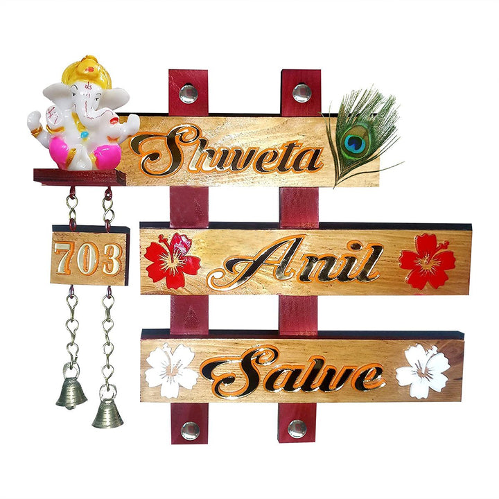 Family Durable Stylish Wooden Name Plate for Office Beautiful Home Decor - Karigaari India Aesthetic Home Decor