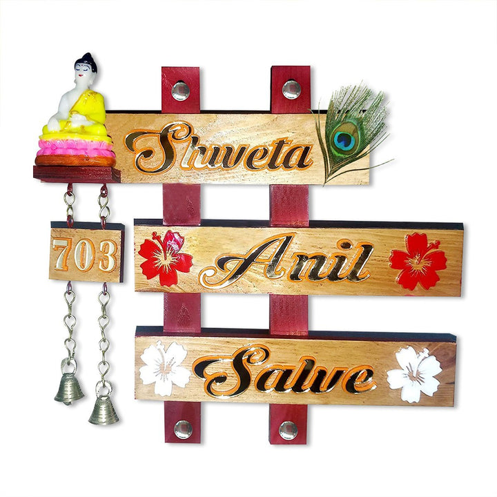 Family Beautiful Sturdy Wooden Name Plate for Office Durable Custom - Karigaari India Aesthetic Home Decor