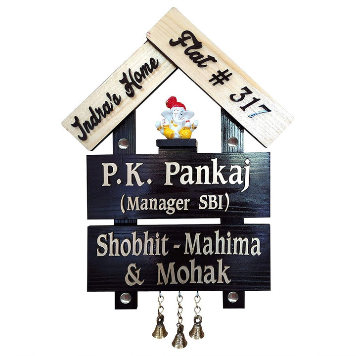 Hut Style Durable Beautiful Wooden Name Plate for Home Office Sturdy - Karigaari India Aesthetic Home Decor