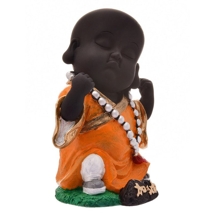 Handcrafted Ployresin Standing Lord Buddha Statue Showpiece Home Decor/Office Decor/Spiritual Gift, Black And Orange - Karigaari India Aesthetic Home Decor