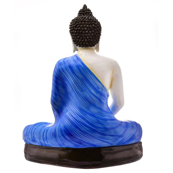 Handcrafted Ployresin Meditating Lord Buddha Statue Showpiece Home Decor/Office Decor/Spiritual Gift, Blue Colour - Karigaari India Aesthetic Home Decor