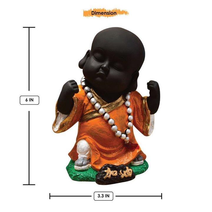 Handcrafted Ployresin Standing And Sitting Lord Buddha Statue Three Pieces Showpiece Home Decor/Office Decor/Spiritual Gift, Brown And Orange - Karigaari India Aesthetic Home Decor