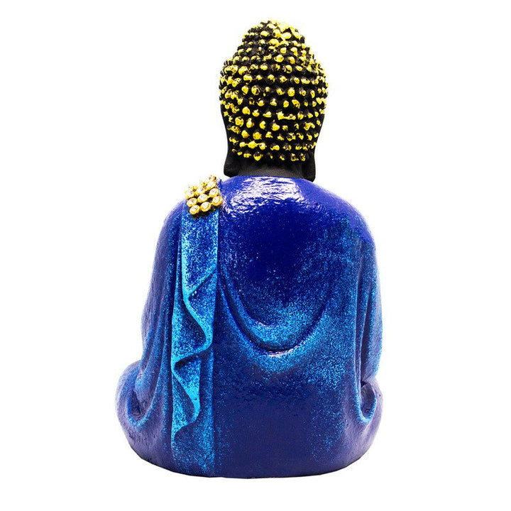 Handcrafted Ployresin Lord Buddha Sitting Meditating Shiny Dark Blue Colour Statue Showpiece Home Decor/Office Decor/Spiritual Gift - Karigaari India Aesthetic Home Decor