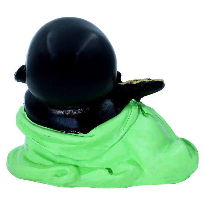 Handcrafted Ployresin Lord Buddha Sleeping Statue Showpiece Home Decor/Office Decor/Spiritual Gift, Black And Green Colour - Karigaari India Aesthetic Home Decor