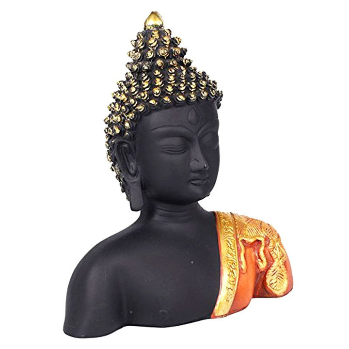 Handcrafted Ployresin Lord Buddha Statue Upto Shoulder Showpiece Home Decor/Office Decor/Spiritual Gift, Black - Karigaari India Aesthetic Home Decor