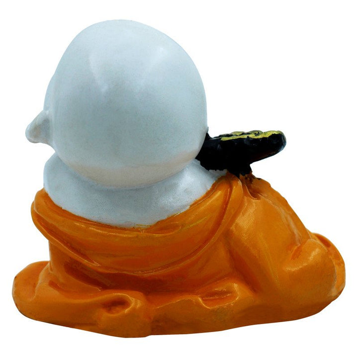 Handcrafted Ployresin Lord Buddha Sitting With Snake With Cute  Smile Statue Showpiece Home Decor/Office Decor/Spiritual Gift, White And Orange - Karigaari India Aesthetic Home Decor