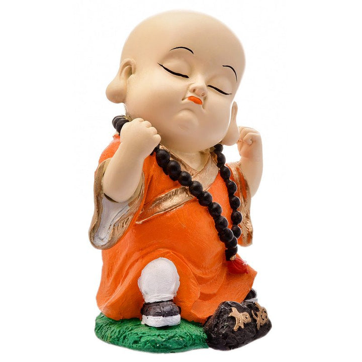 Handcrafted Ployresin Standing And Making Fist Of Fingers Lord Buddha Orange Colour Statue Showpiece Home Decor/Office Decor/Spiritual Gift - Karigaari India Aesthetic Home Decor