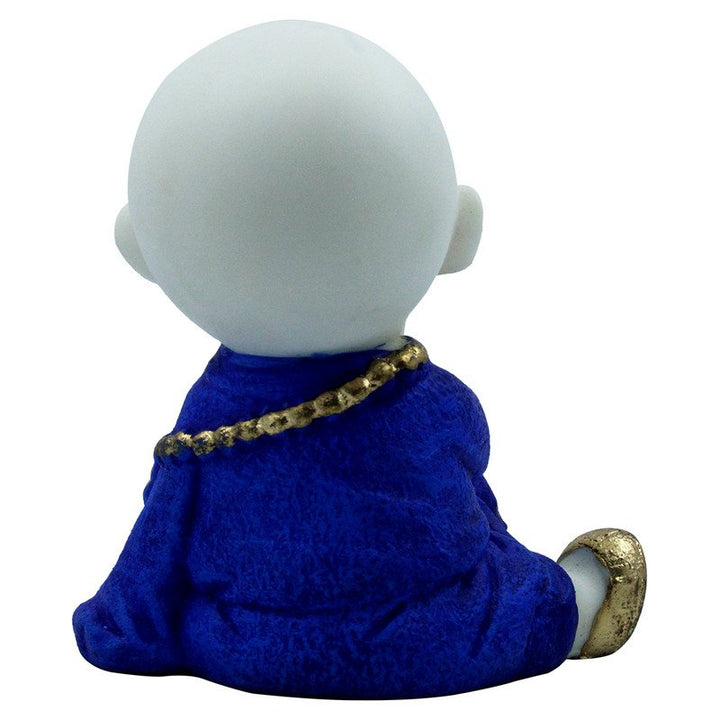 Handcrafted Ployresin Lord Buddha Sitting And Thinking Statue Showpiece Home Decor/Office Decor/Spiritual Gift, White And Blue - Karigaari India Aesthetic Home Decor