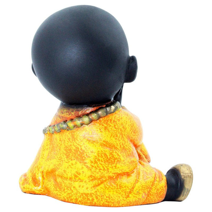 Handcrafted Ployresin Lord Buddha Sitting And Thinking Statue Showpiece Home Decor/Office Decor/Spiritual Gift, Black And Orange - Karigaari India Aesthetic Home Decor
