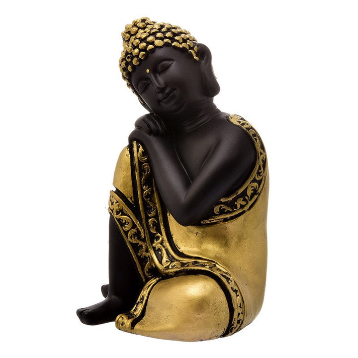 Handcrafted Ployresin Yellow And Black Sitting And Sleeping Lord Buddha Statue Showpiece Home Decor/Office Decor/Spiritual Gift - Karigaari India Aesthetic Home Decor