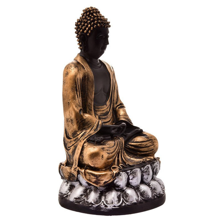 Handcrafted Ployresin Lord Buddha Meditating Statue Brown Colour Sitting On Lotus Showpiece Home Decor/Office Decor/Spiritual Gift - Karigaari India Aesthetic Home Decor