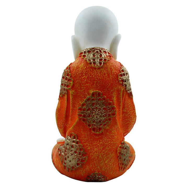 Handcrafted Ployresin Lord Buddha Praying  White And Orange Statue Showpiece Home Decor/Office Decor/Spiritual Gift - Karigaari India Aesthetic Home Decor
