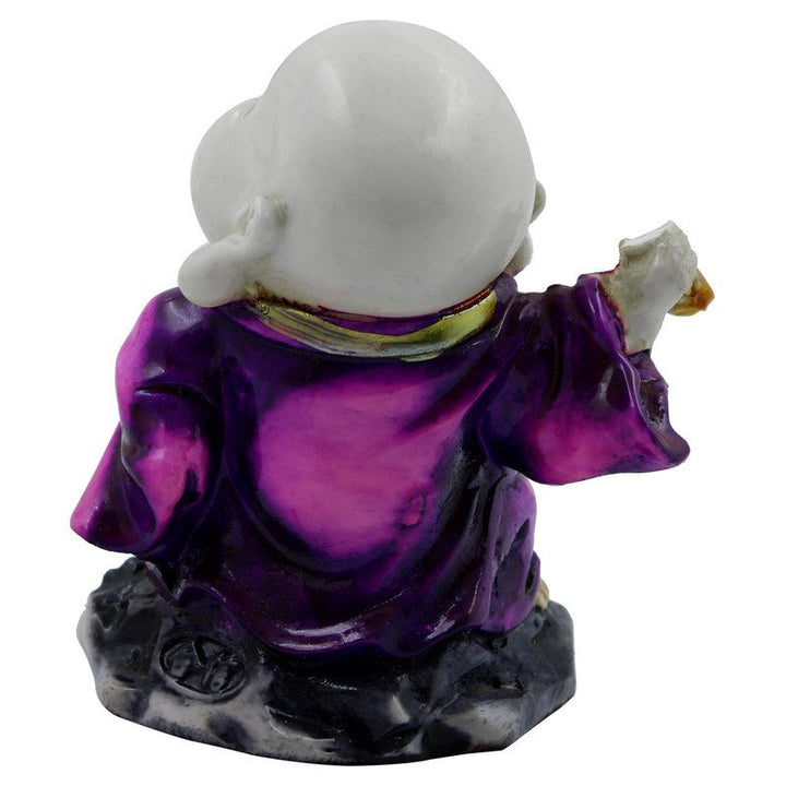 Handcrafted Ployresin Lord Buddha Standing On Stone And Laughing Statue Showpiece Home Decor/Office Decor/Spiritual Gift, Purple - Karigaari India Aesthetic Home Decor