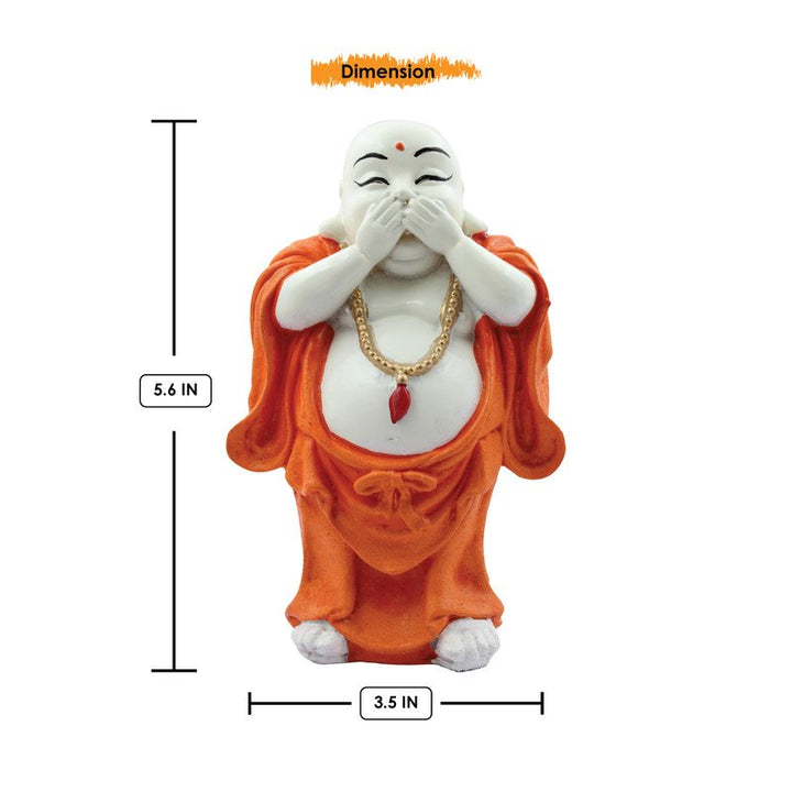 Handcrafted Ployresin Lord Buddha Three Standing White And Orange Statues Showpiece Home Decor/Office Decor/Spiritual Gift - Karigaari India Aesthetic Home Decor