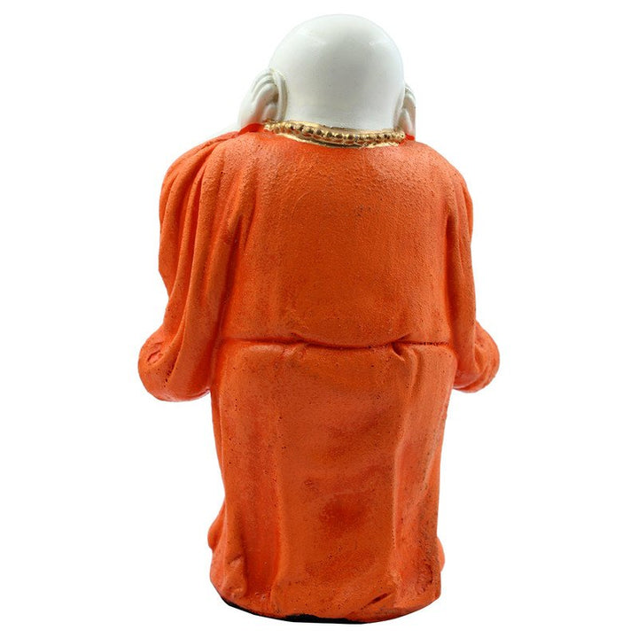 Handcrafted Ployresin Lord Buddha Standing With Putting Hand On Ears Statue Showpiece Home Decor/Office Decor/Spiritual Gift, Orange - Karigaari India Aesthetic Home Decor