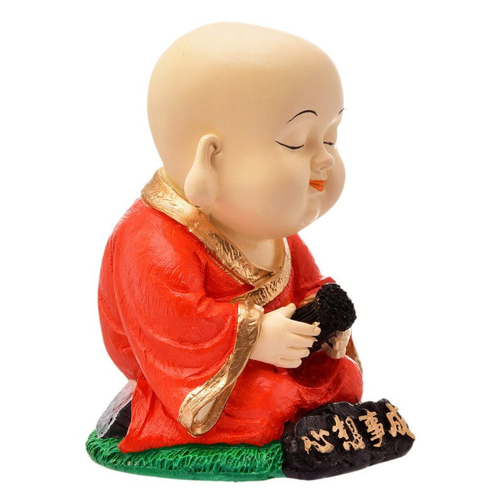 Handcrafted Ployresin Lord Buddha Orange Colour Sitting Statue Sitting Showpiece Home Decor/Office Decor/Spiritual Gift - Karigaari India Aesthetic Home Decor