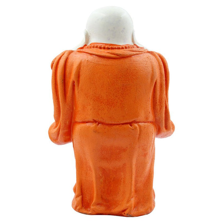 Handcrafted Ployresin Lord Buddha Standing With Putting Hand On Eyes Statue Showpiece Home Decor/Office Decor/Spiritual Gift, Orange - Karigaari India Aesthetic Home Decor