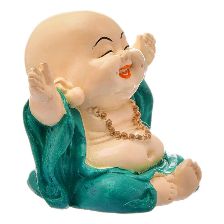 Handcrafted Ployresin Lord Buddha Statue Sitting Laughing Green Colour  Showpiece Home Decor/Office Decor/Spiritual Gift - Karigaari India Aesthetic Home Decor