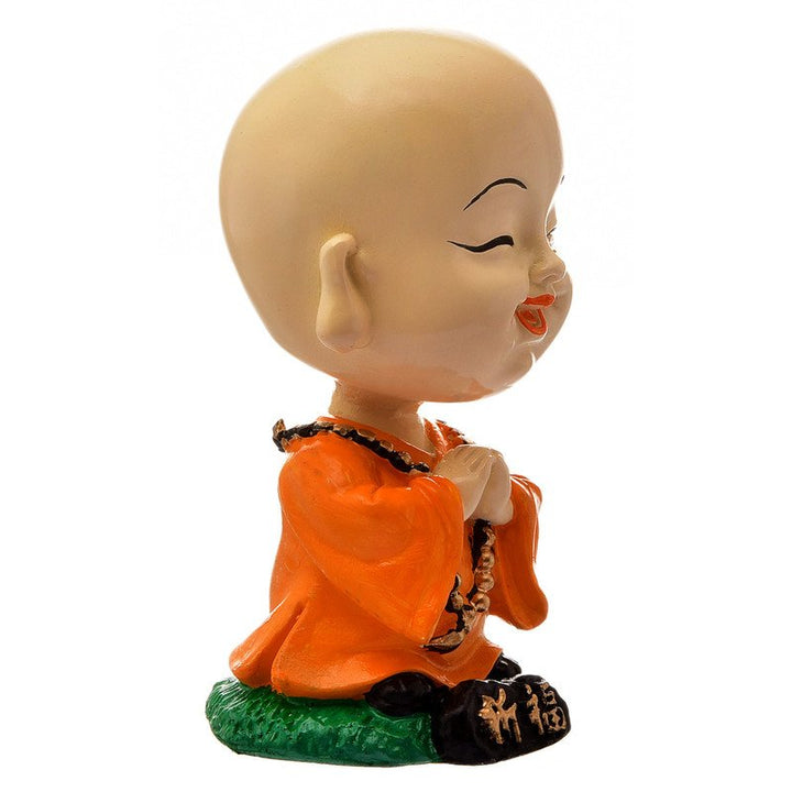 Handcrafted Ployresin Lord Buddha Praying Statue  Showpiece Home Decor/Office Decor/Spiritual Gift, Orange Colour - Karigaari India Aesthetic Home Decor