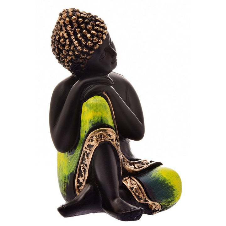 Handcrafted Ployresin Lord Buddha Sitting And Sleeping Black And Yellow Colour With Golden Statue  Showpiece Home Decor/Office Decor/Spiritual Gift - Karigaari India Aesthetic Home Decor