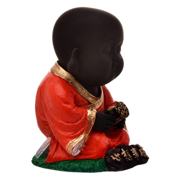 Handcrafted Ployresin Lord Buddha Sitting Statue  Showpiece Home Decor/Office Decor/Spiritual Gift, Orange Colour With Goden Border - Karigaari India Aesthetic Home Decor