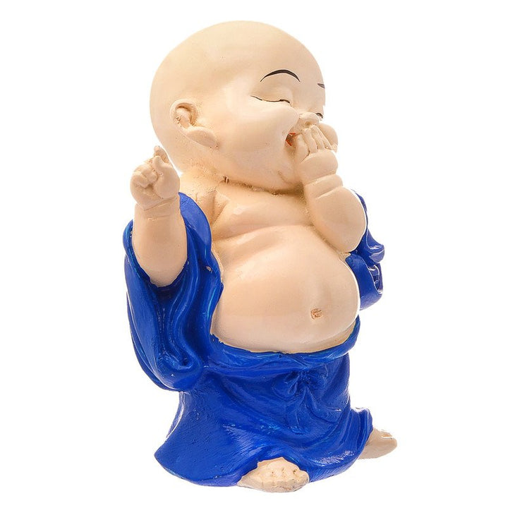 Handcrafted Ployresin Lord Buddha Laughing Dark Blue Colour Statue And Putting Hand On Mouth  Showpiece Home Decor/Office Decor/Spiritual Gift - Karigaari India Aesthetic Home Decor