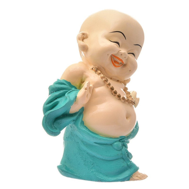 Handcrafted Ployresin Lord Buddha Laughing Standing Sky Blue Colour Statue Showpiece Home Decor/Office Decor/Spiritual Gift - Karigaari India Aesthetic Home Decor