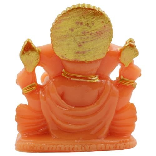Lord Ganesha Sitting Idol Orange Colour for Home Decor - Karigaari India Aesthetic Home Decor
