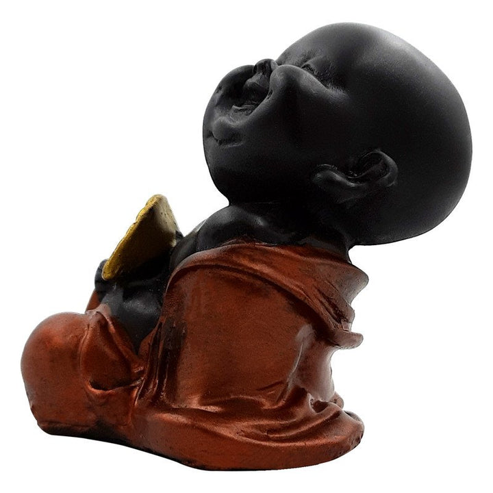 Handcrafted Ployresin Lord Buddha Sitting And Sleeping With Hand Fan Statue Showpiece Home Decor/Office Decor/Spiritual Gift - Karigaari India Aesthetic Home Decor