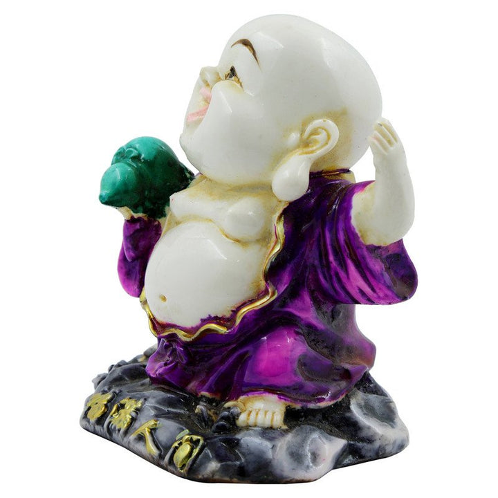 Handcrafted Ployresin Lord Buddha Standing With Laughing Statue Showpiece Home Decor/Office Decor/Spiritual Gift,Purple, Green - Karigaari India Aesthetic Home Decor