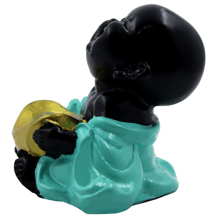 Handcrafted Ployresin Lord Buddha Sitting Multicolour Statue Showpiece Home Decor/Office Decor/Spiritual Gift, Black And Blue - Karigaari India Aesthetic Home Decor