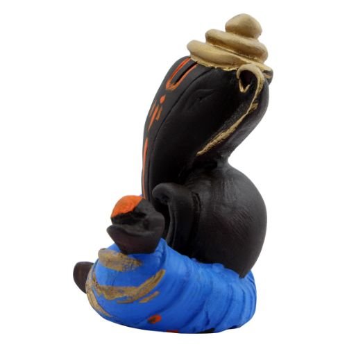 Unique Design Ganesh Idol Black Color with Blue Dhoti for Home Decor - Karigaari India Aesthetic Home Decor