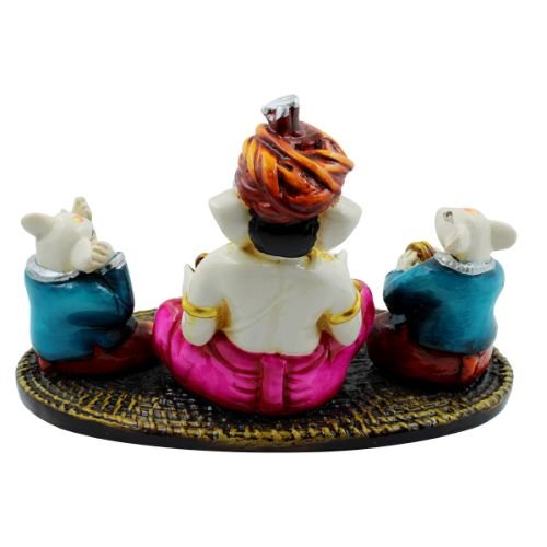 Lord Ganesha Playing Instrument With Mouse Idol for Home Decor - Karigaari India Aesthetic Home Decor