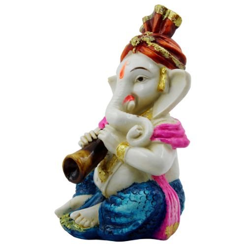 Lord Ganesha Playing Shehenai Idol for Home Decor - Karigaari India Aesthetic Home Decor