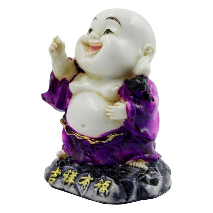 Handcrafted Ployresin Lord Buddha White And Purple Standing Laughing Statue Showpiece Home Decor/Office Decor/Spiritual Gift - Karigaari India Aesthetic Home Decor