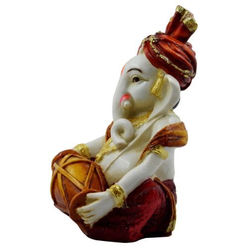 Lord Ganesha Playing Dhol Idol for Home Decor - Karigaari India Aesthetic Home Decor