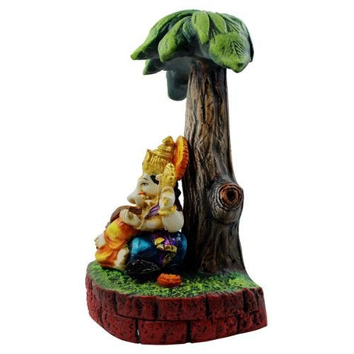 Lord Ganesha Sitting Under Tree And Playing Guitar Idol for Home Decor - Karigaari India Aesthetic Home Decor