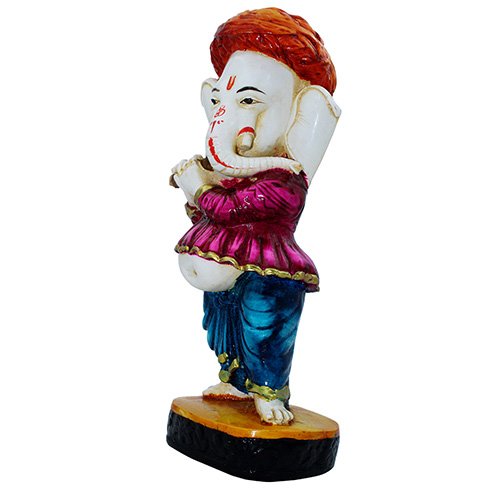 Lord Ganesha Standing Playing Flute multiolor Idol for Home Decor - Karigaari India Aesthetic Home Decor