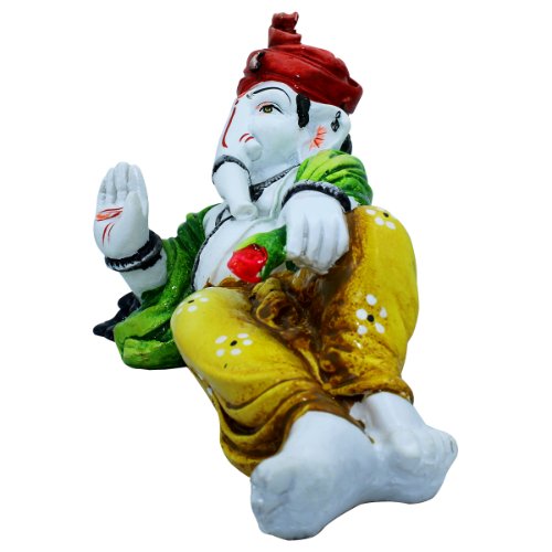 Lord Ganesha Sleeping Wearing Yellow Dhoti Idol for Home Decor - Karigaari India Aesthetic Home Decor