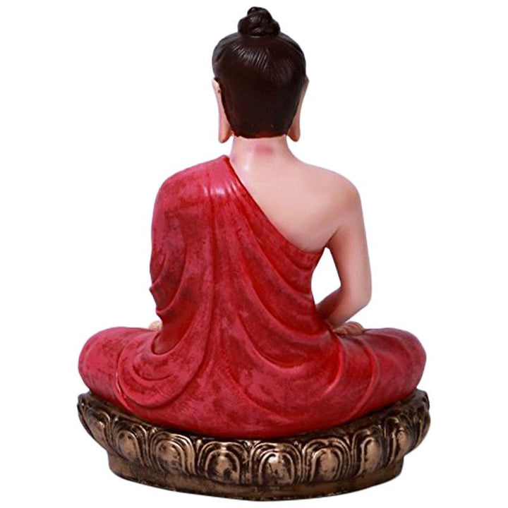 Handcrafted Ployresin Lord Buddha Red  Colour Meditating Statue Showpiece Home Decor/Office Decor/Spiritual Gift - Karigaari India Aesthetic Home Decor