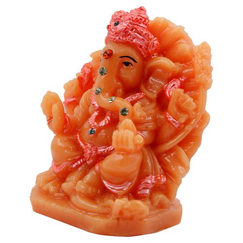 Small Lord Ganesha Sitting Idol Orange And Pink Color Best for Home Decor - Karigaari India Aesthetic Home Decor