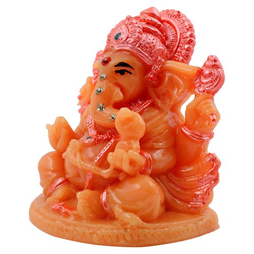 Lord Ganesha Sitting Idol Orange And Pink Ornaments Best for Home Decor - Karigaari India Aesthetic Home Decor