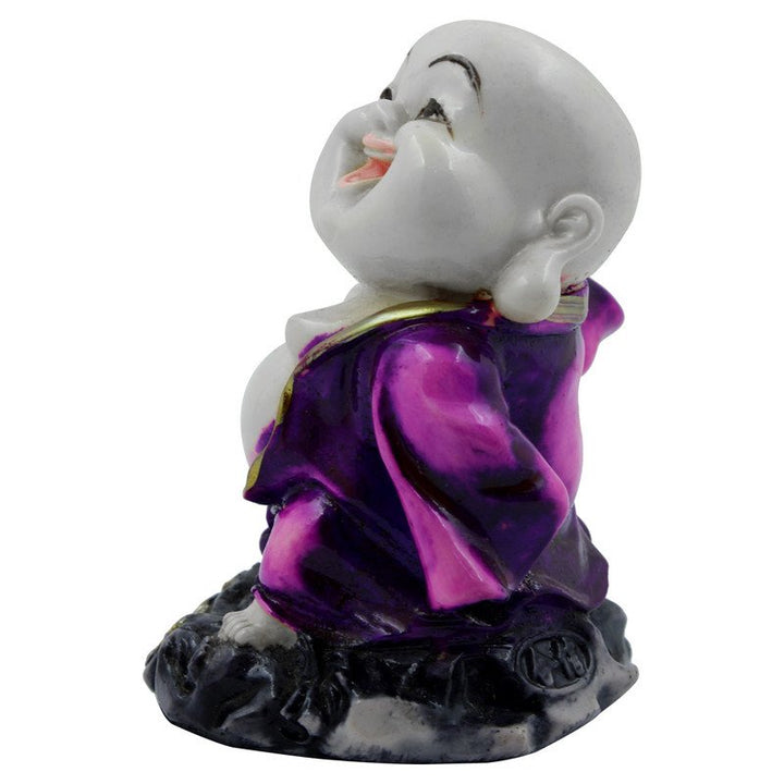 Handcrafted Ployresin Lord Buddha Standing On Stone And Laughing Statue Showpiece Home Decor/Office Decor/Spiritual Gift, Purple - Karigaari India Aesthetic Home Decor