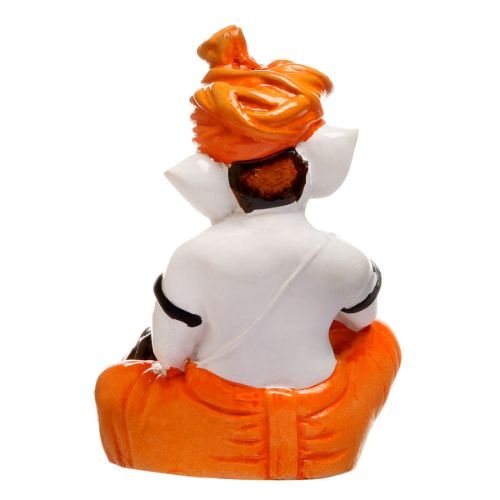 Unique Little Lord Ganesha Playing Tabla Idol Orange Best for Home Decor - Karigaari India Aesthetic Home Decor